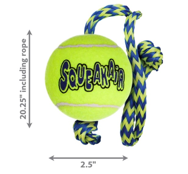 KONG SqueakAir Ball With Rope Toy - Medium - Image 2